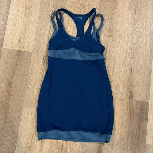 For Love & Lemons Blue Two Tone Racerback Tank Top Size Large - Picture 2 of 4